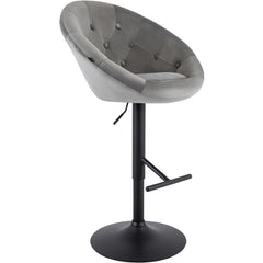 Barhocker London Samt schwarz - grau