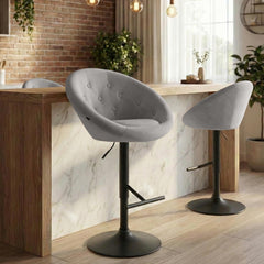 Barhocker London Samt schwarz - grau