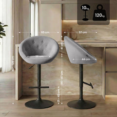 Barhocker London Samt schwarz - grau