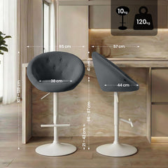 Barhocker London Samt wei� - dunkelgrau