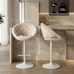 Barhocker London Samt wei� - creme