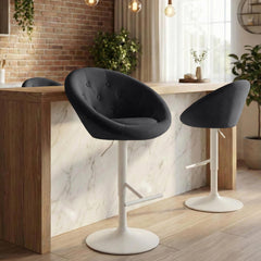 Barhocker London Samt wei� - schwarz