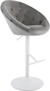 Barhocker London Samt wei� - grau