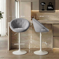 Barhocker London Samt wei� - grau