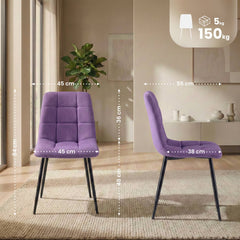 4er Set Esszimmerstühle Antibes Stoff - lila