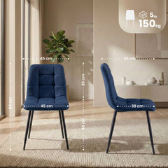4er Set Esszimmerstühle Antibes Stoff - blau