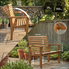 Reclining Teakbank Nicosia 120 cm - teak