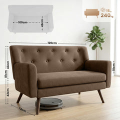 Sofa Kioni Cord - dunkelbraun