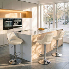 Barhocker Milet Kunstleder chrom - creme