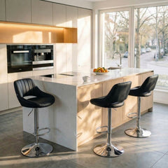 Barhocker Milet Kunstleder chrom - schwarz