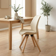 2er Set Stuhl Luna Kunstleder - creme