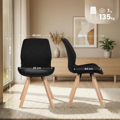 2er Set Stuhl Luna Stoff - schwarz