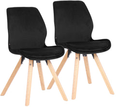 2er Set Stuhl Luna Samt - schwarz