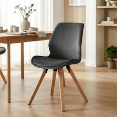 2er Set Stuhl Luna Samt - dunkelgrau