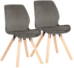 2er Set Stuhl Luna Samt - grau