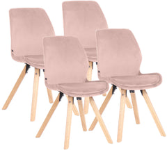 4er Set Stuhl Luna Samt - pink