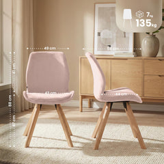 4er Set Stuhl Luna Samt - pink