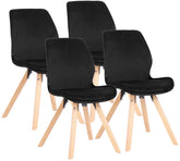 4er Set Stuhl Luna Samt - schwarz