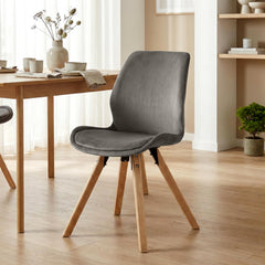 4er Set Stuhl Luna Samt - grau