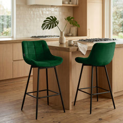 4er Set Barhocker Weston Schwenkbar Samt - dunkelgr�n
