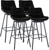 4er Set Barhocker Weston Schwenkbar Samt - schwarz