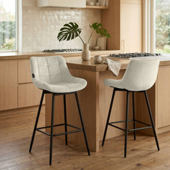 4er Set Barhocker Weston Schwenkbar Samt - creme