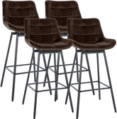 4er Set Barhocker Weston Schwenkbar Samt - braun