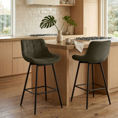 4er Set Barhocker Weston Schwenkbar Samt - braun