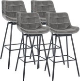 4er Set Barhocker Weston Schwenkbar Samt - grau