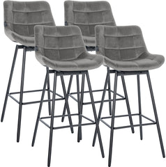 4er Set Barhocker Weston Schwenkbar Samt - grau