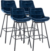 4er Set Barhocker Weston Schwenkbar Samt - blau