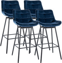 4er Set Barhocker Weston Schwenkbar Samt - blau