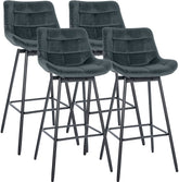 4er Set Barhocker Weston Schwenkbar Samt - dunkelgrau