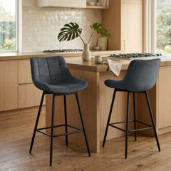 4er Set Barhocker Weston Schwenkbar Samt - dunkelgrau