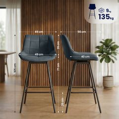 4er Set Barhocker Weston Schwenkbar Samt - dunkelgrau