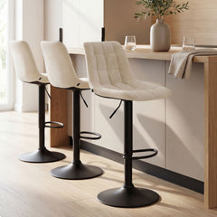 2er Set Barhocker Mapun Samt - creme