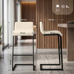2er Set Barhocker Newport B Kunstleder - creme