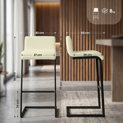 2er Set Barhocker Newport B Stoff - creme