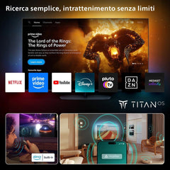 Interfaccia utente del PHILIPS 50PUS8510/12 con Titan OS, supporto Alexa, Matter e app streaming per TV smart 4K QLED Ambilight