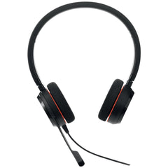 Cuffie JABRA 38147 con microfono orientabile, padiglioni imbottiti e connessione cablata, ottimizzate per l'uso in ambienti lavorativi digitali.