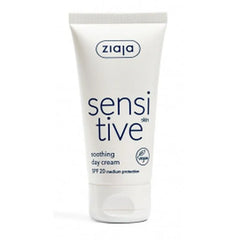 Crema calmante Ziaja Sensitive da 50ml per pelli sensibili, ideale per un'idratazione delicata quotidiana.
