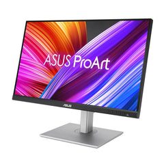 Monitor ASUS 90LM05L1-B04370 con altoparlanti, vista angolata del display ProArt, ideale per progettazione grafica e video editing.