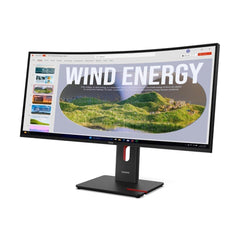 Monitor Lenovo 34 pollici curvo UltraWide 21:9 con pannello VA e frequenza 120Hz, perfetto per produttività e intrattenimento.