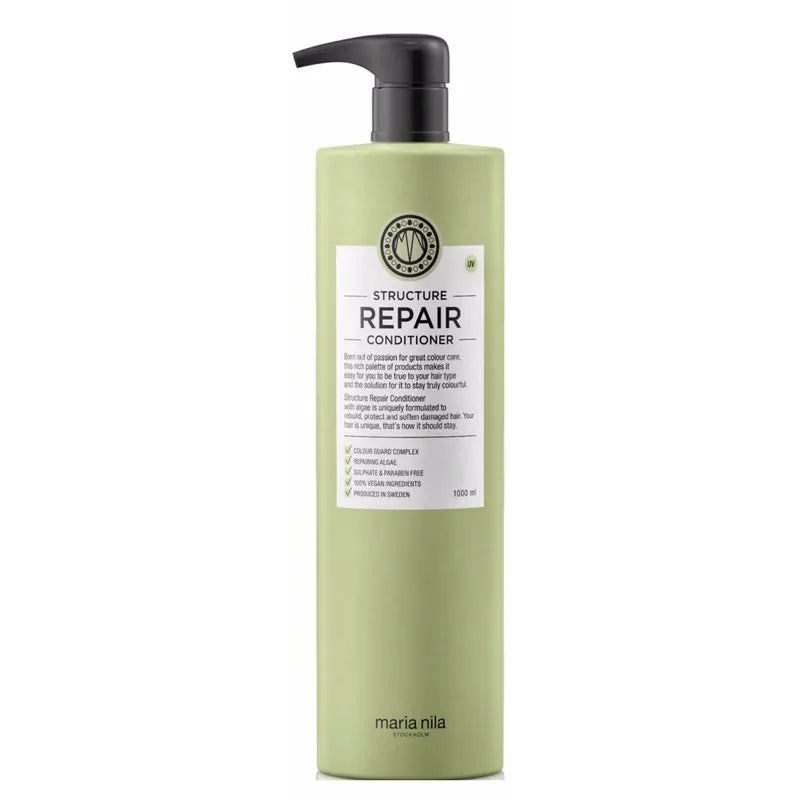 Maria Nila Structure Repair Conditioner 1000ml, balsamo riparatore per capelli danneggiati, formula nutriente e idratante.