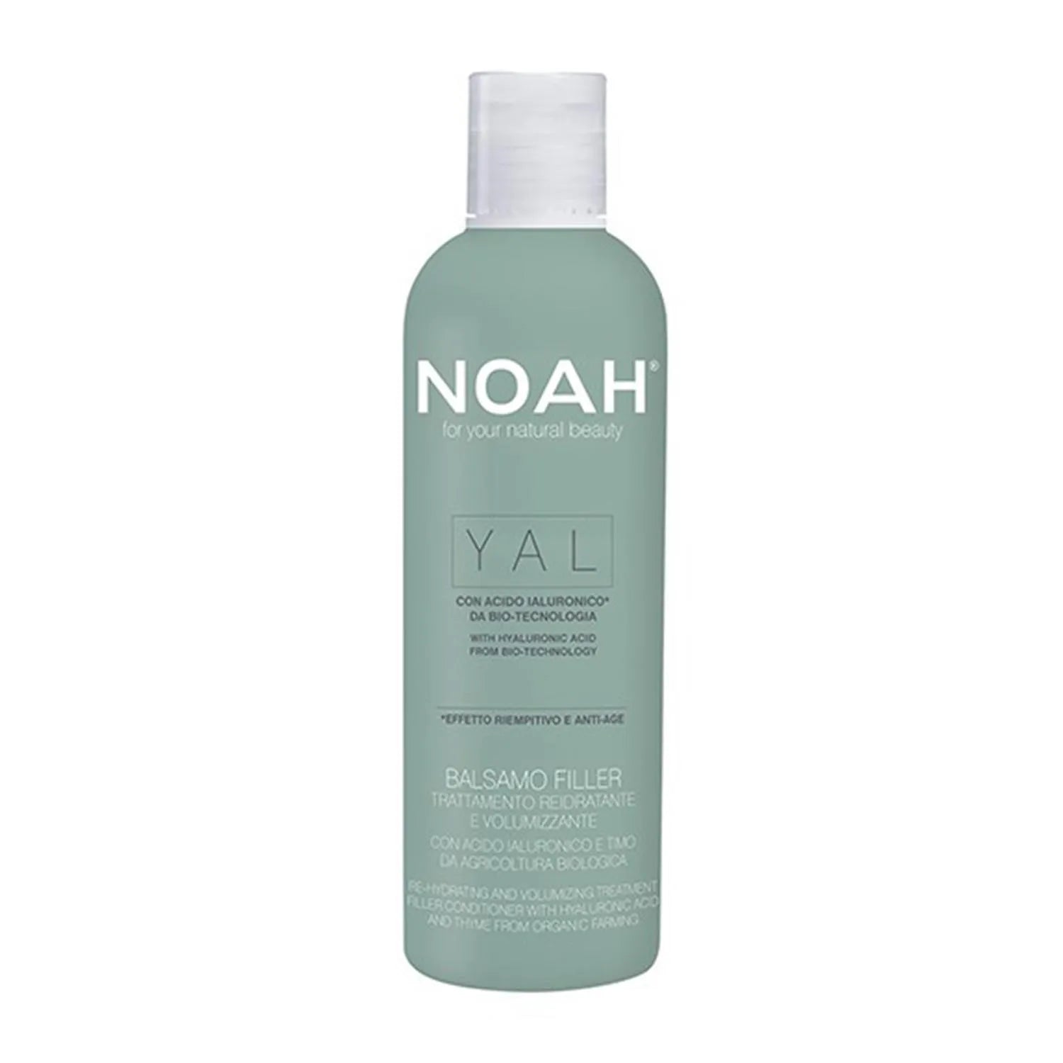 Shampoo ialuronico Noah Yal da 250ml, idratante e ristrutturante per capelli morbidi e luminosi.