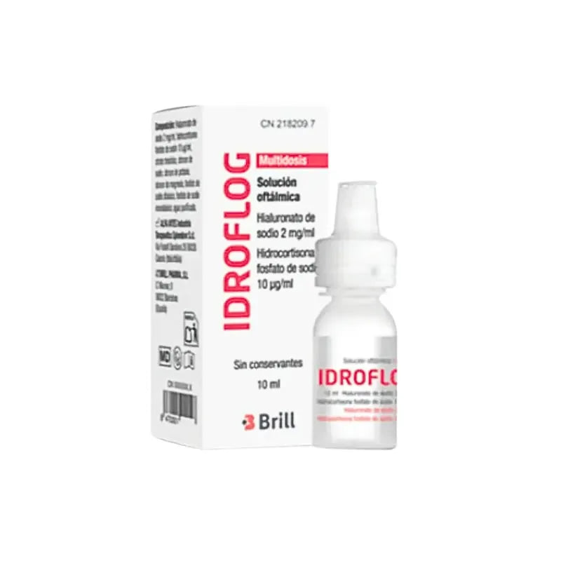 Flacone di Brill Idroflog, soluzione oftalmica multidose per il benessere degli occhi.