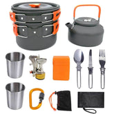 Camping Cookware Set - Durable Hard Alumina Pots & Pans for Outdoors - InfinityMarket - Camping - Complete set - Hiking