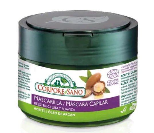 Corpore Mascarilla Capilar Cosmos Organic 250ml con olio di argan, trattamento ristrutturante per capelli secchi e danneggiati. Ideale per cura capelli naturale.