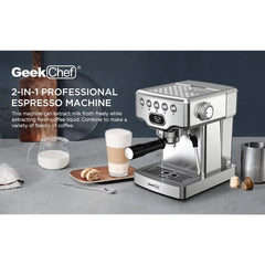 Geek Chef 20 Bar Espresso Machine 1.8L Water Tank, Stainless Steel - InfinityMarket - Coffee - Coffee bar - Coffee machine