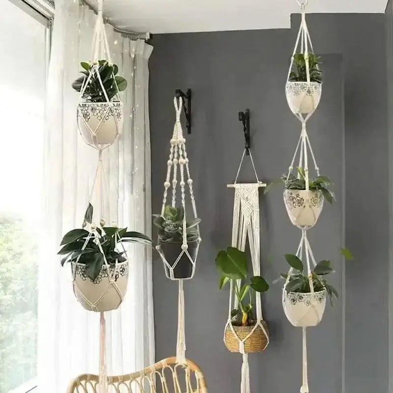 Hanging Plant Handmade Macrame Plant Hanger - InfinityMarket - Decorative vases - flower - Garden